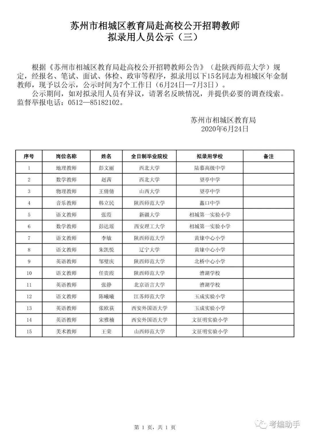 相城区教育局最新招聘概览