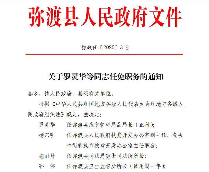 弥渡县财政局人事任命动态解析与前瞻